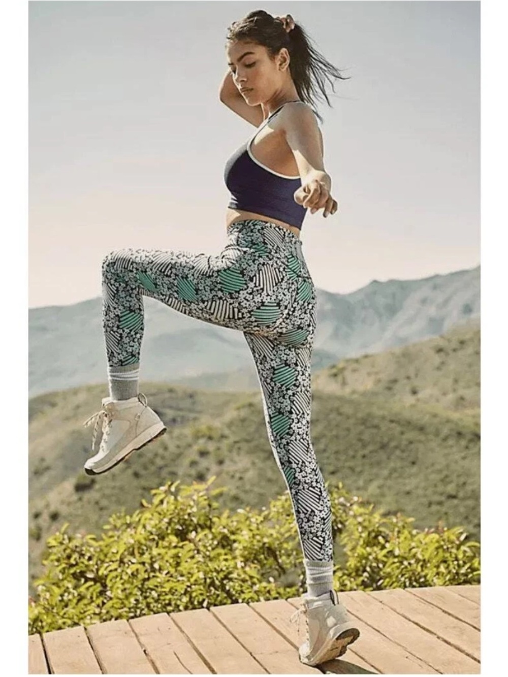 NEW Free People Lose Control Leggings Daisy Check Print FP Movement Size XS